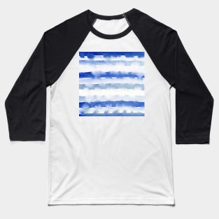 Abstract Watercolor Stripes in Blue Baseball T-Shirt